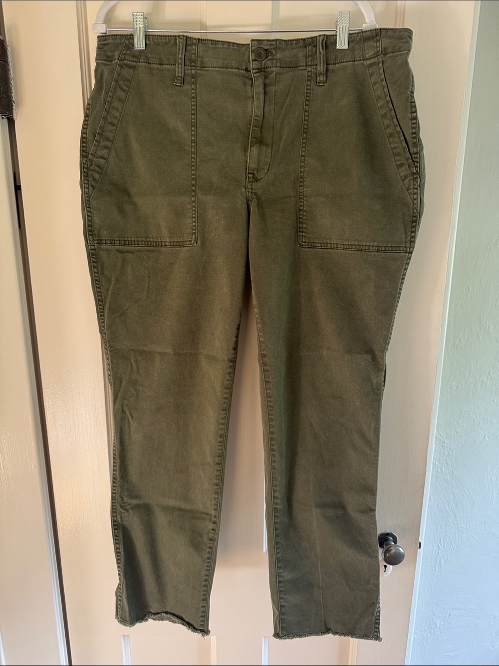 Madewell Women’s Olive Green Slim Straight Utility Cotton Pants